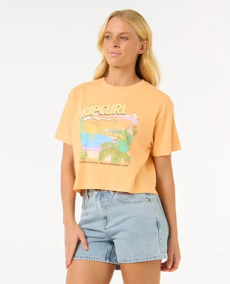 RIP CURL WOMEN'S LA PALOMA CROP TEE PASTEL ORANGE
