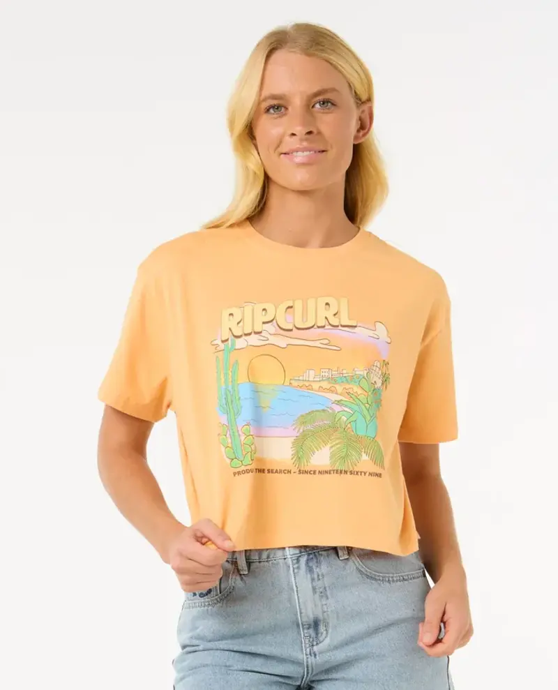 RIP CURL FEMMES LA PALOMA CROP TEE PASTEL ORANGE
