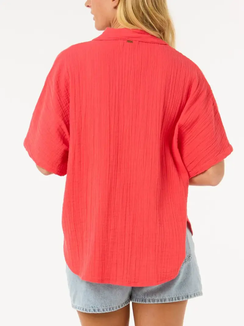 RIP CURL FEMMES PREMIUM SURF BUTTONDOWN HIBISCUS RED