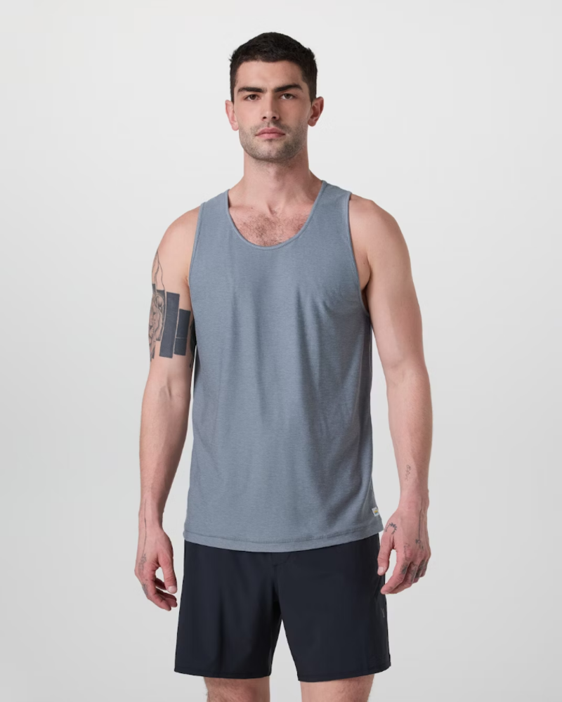 Vuori MEN'S STRATO TECH TANK DUSTY BLUE HEATHER