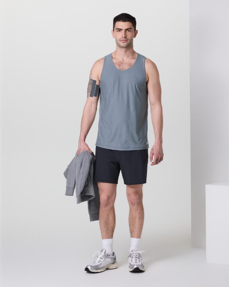 Vuori MEN'S STRATO TECH TANK DUSTY BLUE HEATHER