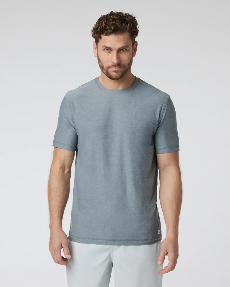 Vuori HOMMES STRATO TECH TEE DUSTY BLUE HEATHER
