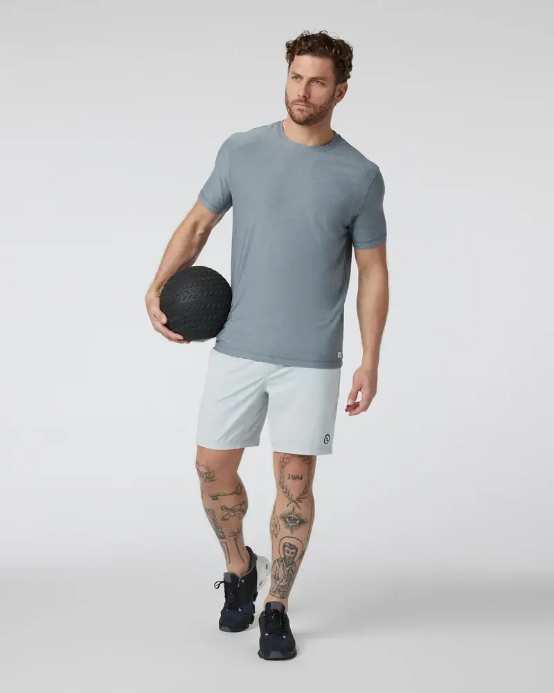 Vuori HOMMES STRATO TECH TEE DUSTY BLUE HEATHER