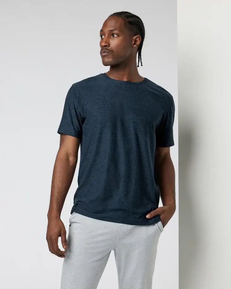 Vuori HOMMES STRATO TECH TEE NAVY HEATHER