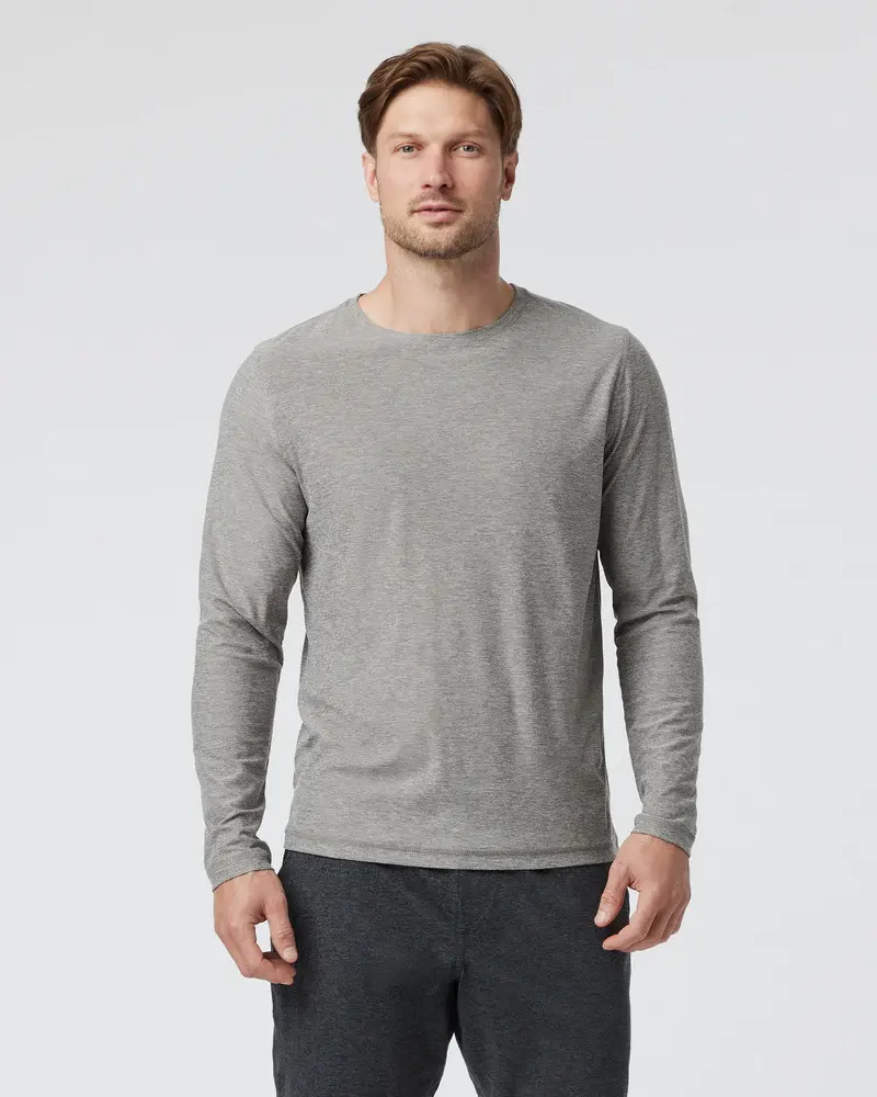 Vuori HOMMES STRATO TECH LS TEE HEATHER GREY