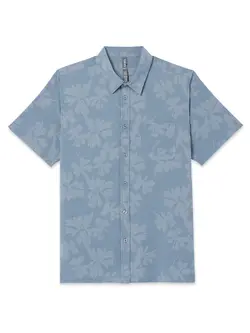 Vuori MEN'S BRIDGE BUTTON DOWN SHORT SLEEVE DUSTY BLUE PLUMERIA