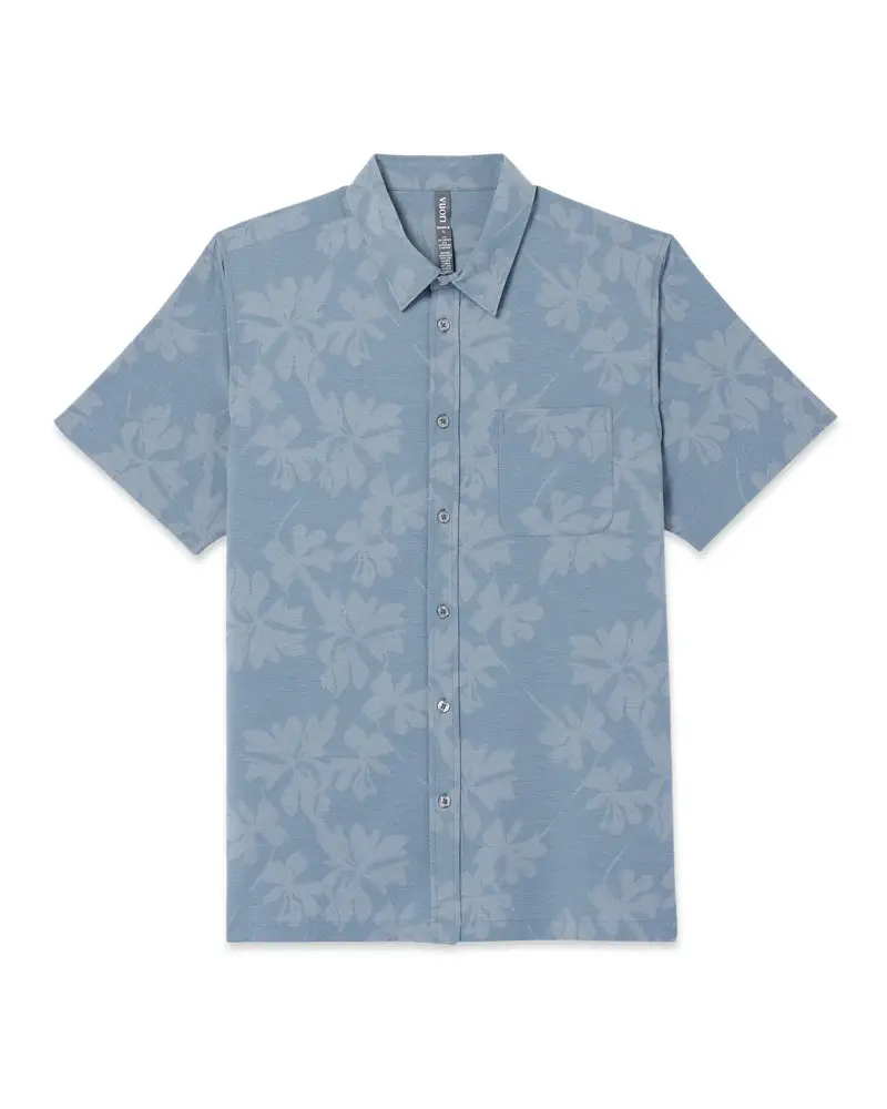Vuori HOMMES BRIDGE BUTTON DOWN SHORT SLEEVE DUSTY BLUE PLUMERIA