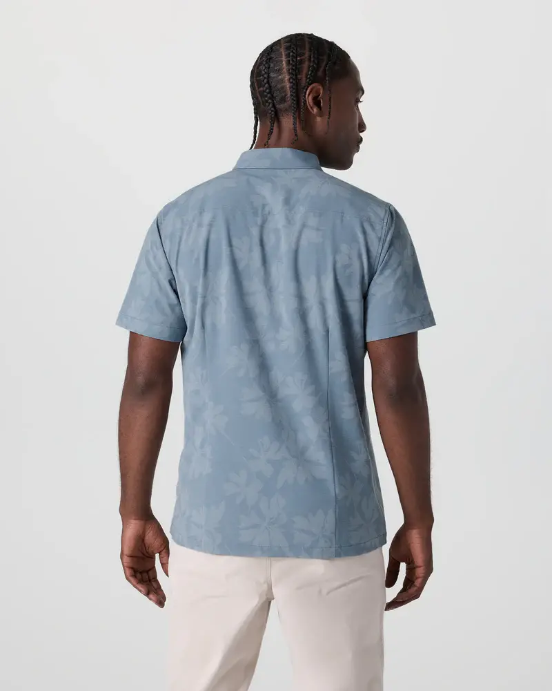 Vuori HOMMES BRIDGE BUTTON DOWN SHORT SLEEVE DUSTY BLUE PLUMERIA
