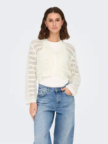 Only LYKKE TIE CARDIGAN MARSHMALLOW