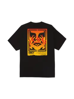 Obey MEN'S OBEY ICON STENCIL FLAME CLASSIC T-SHIRT BLACK