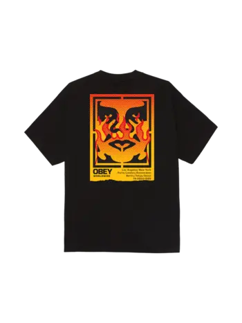 Obey HOMMES OBEY ICON STENCIL FLAME CLASSIC T-SHIRT BLACK
