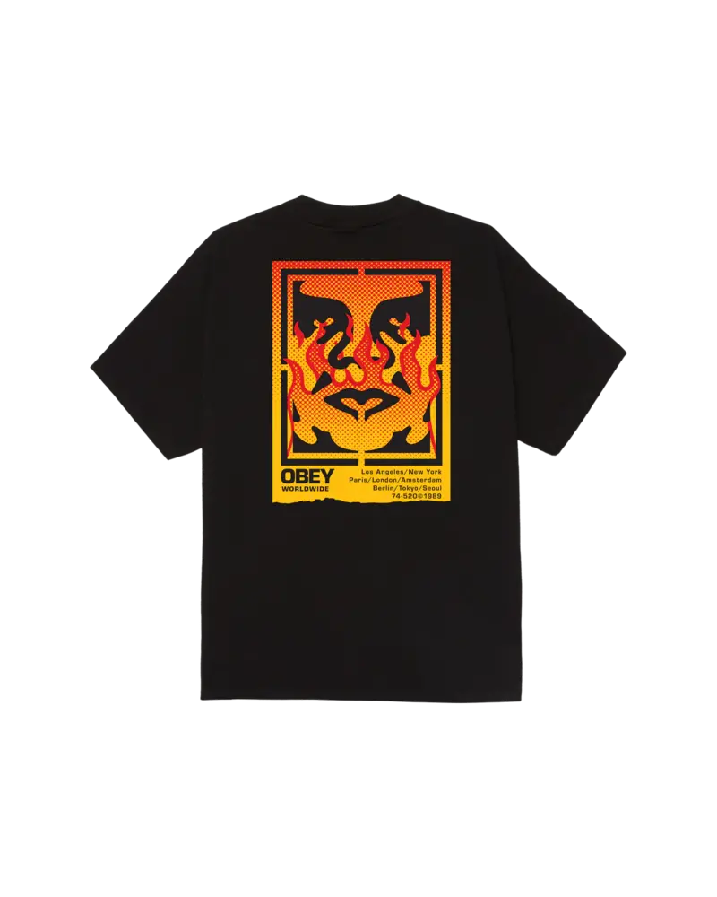 Obey HOMMES OBEY ICON STENCIL FLAME CLASSIC T-SHIRT BLACK