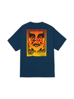 Obey HOMMES OBEY ICON STENCIL FLAME CLASSIC T-SHIRT HARBOR BLUE