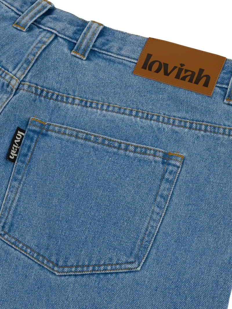 LOVIAH MEN'S HEARTMAN DENIM SHORTS LIGHT INDIGO WASH