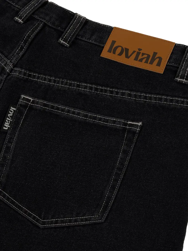 LOVIAH HOMMES HEARTMAN DENIM SHORTS BLACK WASH