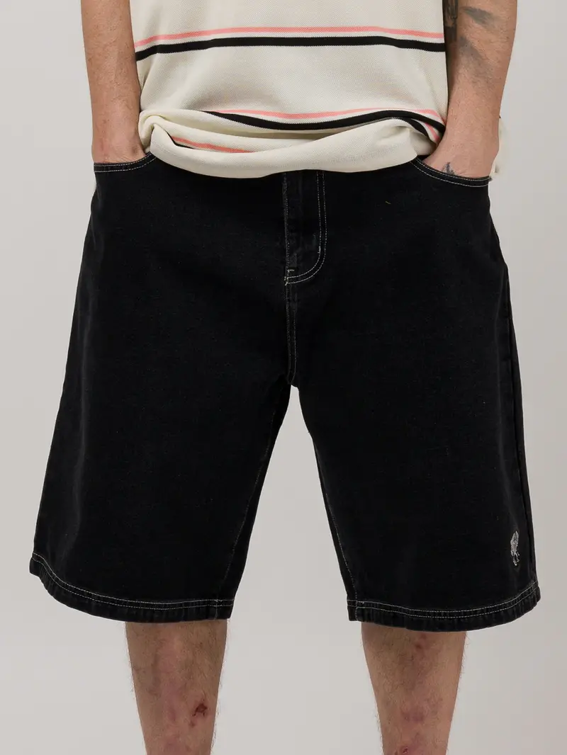 LOVIAH HOMMES HEARTMAN DENIM SHORTS BLACK WASH