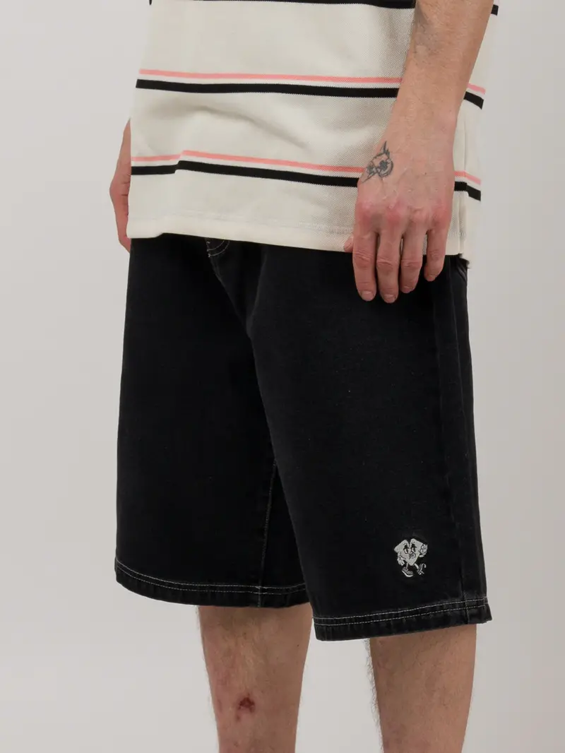 LOVIAH HOMMES HEARTMAN DENIM SHORTS BLACK WASH