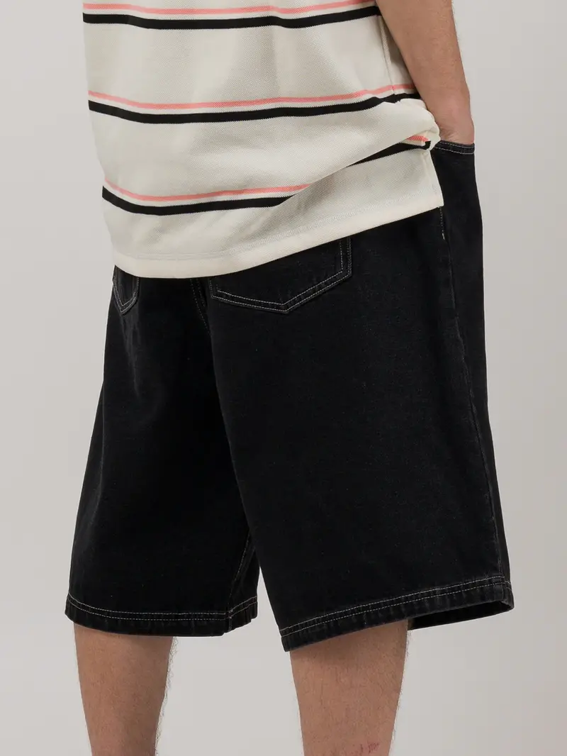LOVIAH HOMMES HEARTMAN DENIM SHORTS BLACK WASH