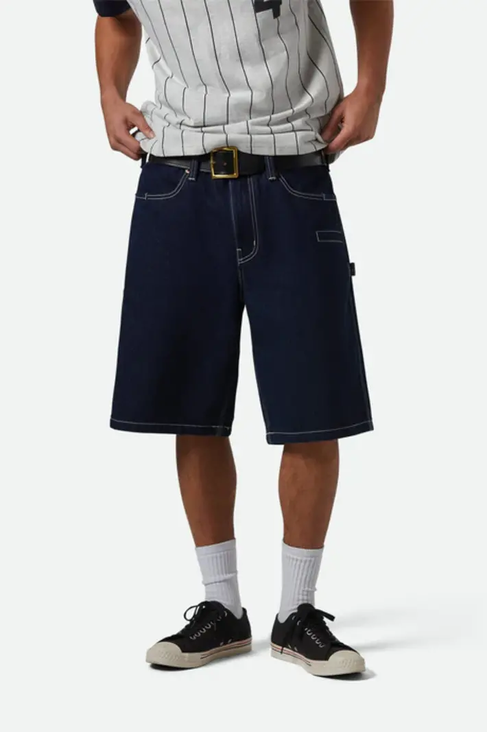 Brixton HOMMES BUILDERS CARPENTER BAGGY SHORT RINSE DENIM