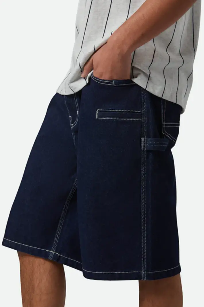 Brixton HOMMES BUILDERS CARPENTER BAGGY SHORT RINSE DENIM