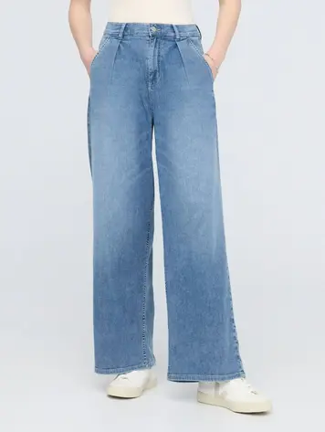 Du/er FEMMES PANTALON PERFORMANCE DENIM LITE PLEATED SLATE INDIGO