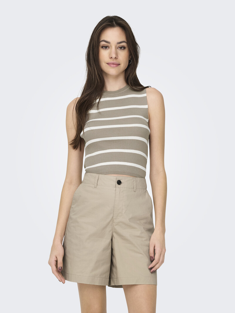 Only MAJLI TANK TOP KNT SIMPLY TAUPE STRIPES
