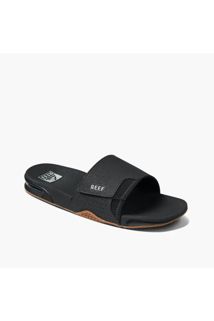 Reef HOMMES FANNING SLIDE BLACK/SILVER
