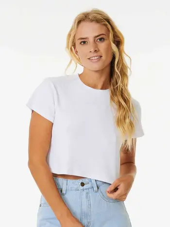 RIP CURL WOMEN'S CLASSIC RIBBED TEE OPTICAL WHITE