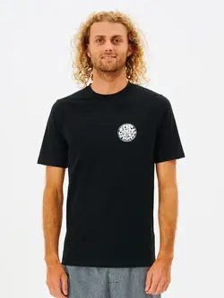 RIP CURL HOMMES ICONS OF SURF UPF RASH GUARD BLACK