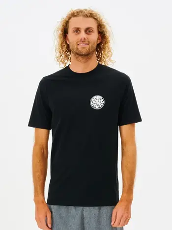 RIP CURL MEN'S ICONS OF SURF UPF RASH GUARD BLACK