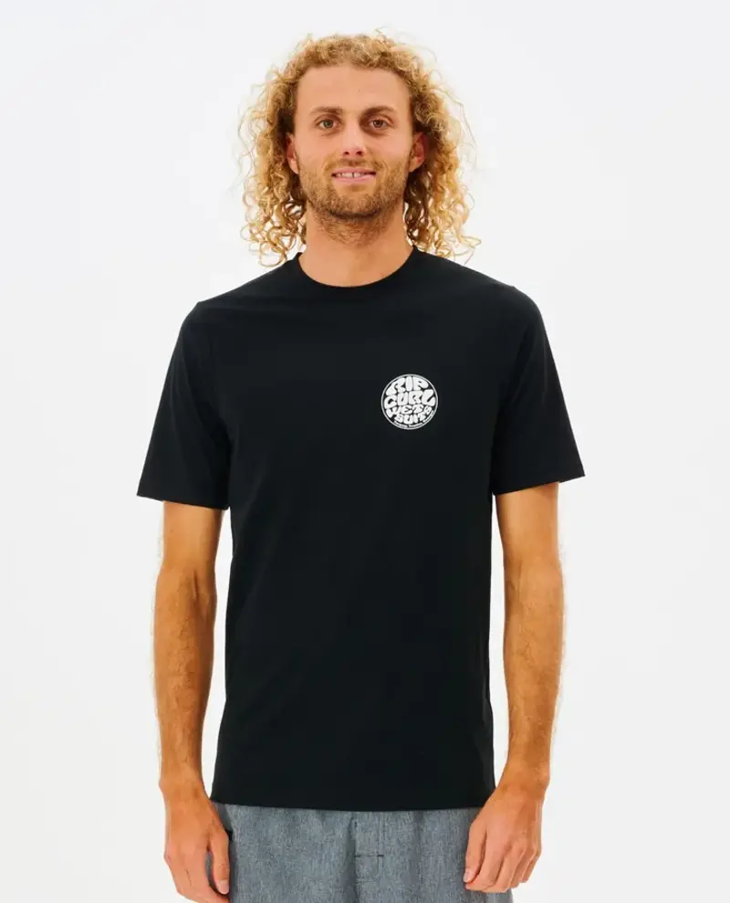 RIP CURL HOMMES ICONS OF SURF UPF RASH GUARD BLACK
