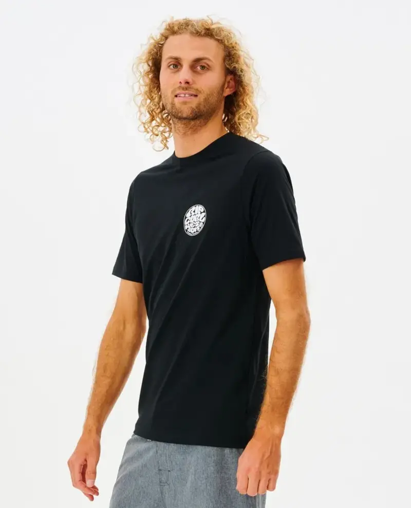 RIP CURL HOMMES ICONS OF SURF UPF RASH GUARD BLACK