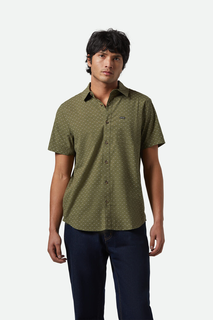 Brixton HOMMES CHARTER PRINT S/S SHIRT IVY GREEN/MICRO FLORAL