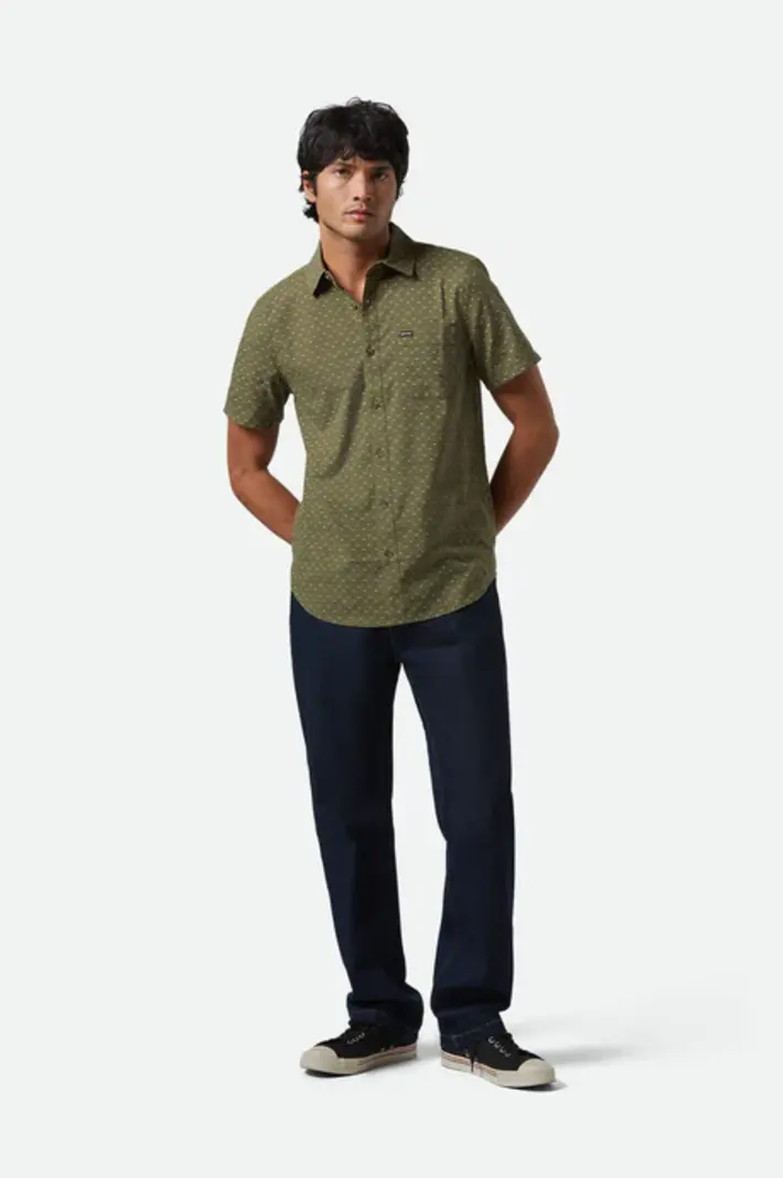 Brixton HOMMES CHARTER PRINT S/S SHIRT IVY GREEN/MICRO FLORAL