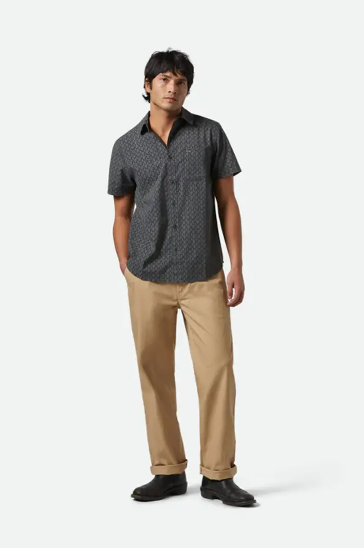Brixton HOMMES CHARTER PRINT SS SHIRT WASHED BLACK/PRAISLEY