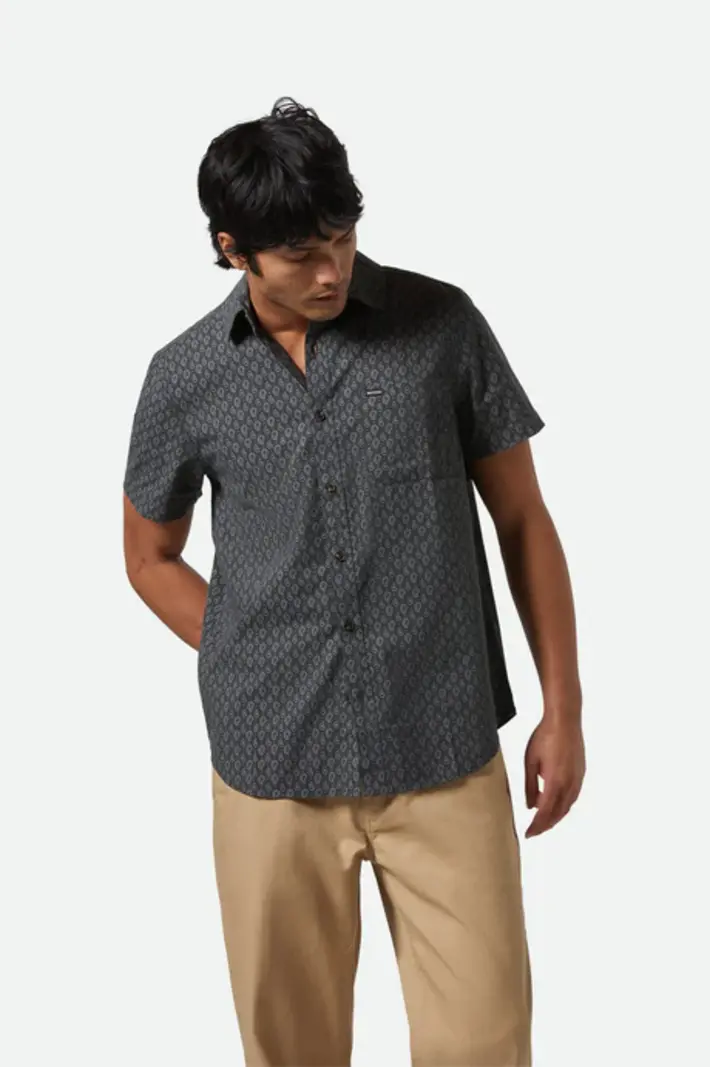 Brixton HOMMES CHARTER PRINT SS SHIRT WASHED BLACK/PRAISLEY