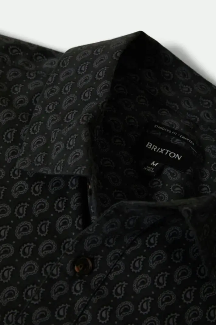 Brixton HOMMES CHARTER PRINT SS SHIRT WASHED BLACK/PRAISLEY