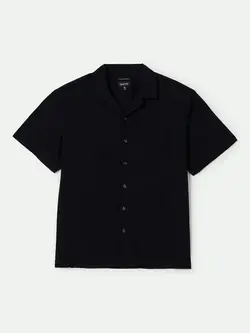 Brixton HOMMES BUNKER S/S CAMP COLLAR SHIRT BLACK
