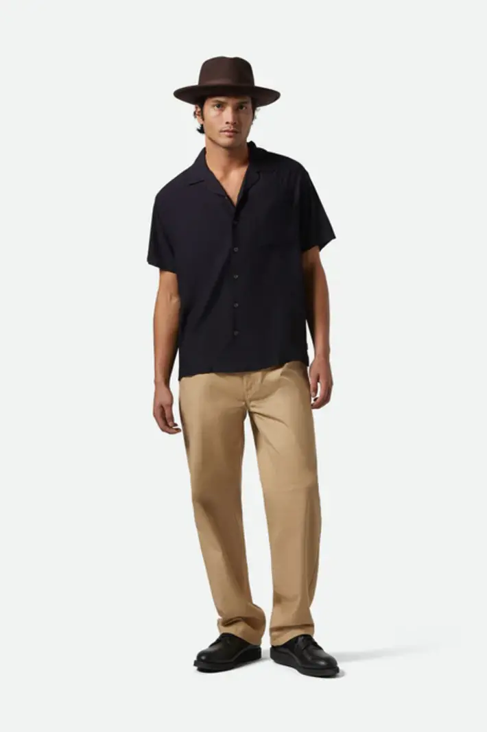 Brixton HOMMES BUNKER S/S CAMP COLLAR SHIRT BLACK