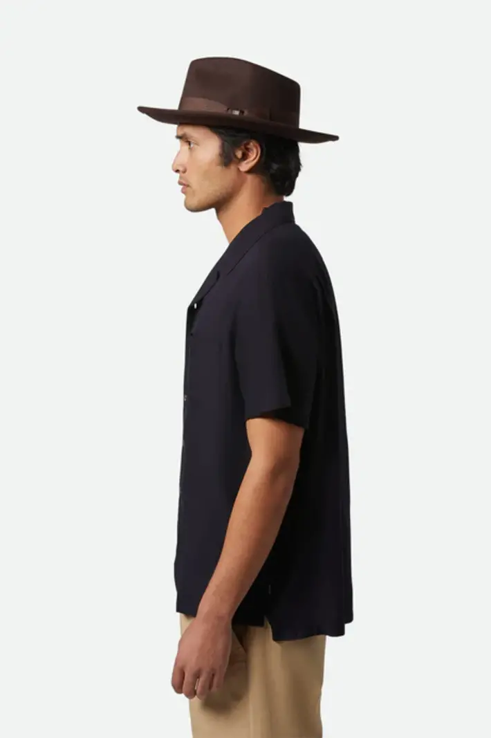 Brixton HOMMES BUNKER S/S CAMP COLLAR SHIRT BLACK