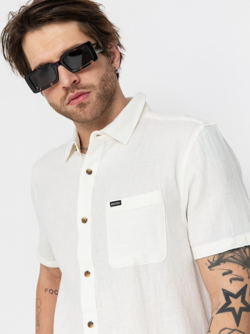 Brixton HOMMES CHARTER ORG CTTN SHIRT EGRET WHITE