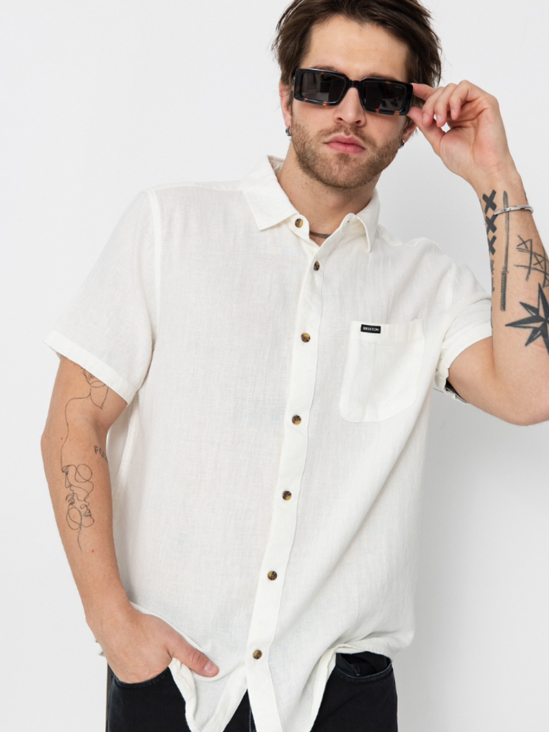 Brixton HOMMES CHARTER ORG CTTN SHIRT EGRET WHITE