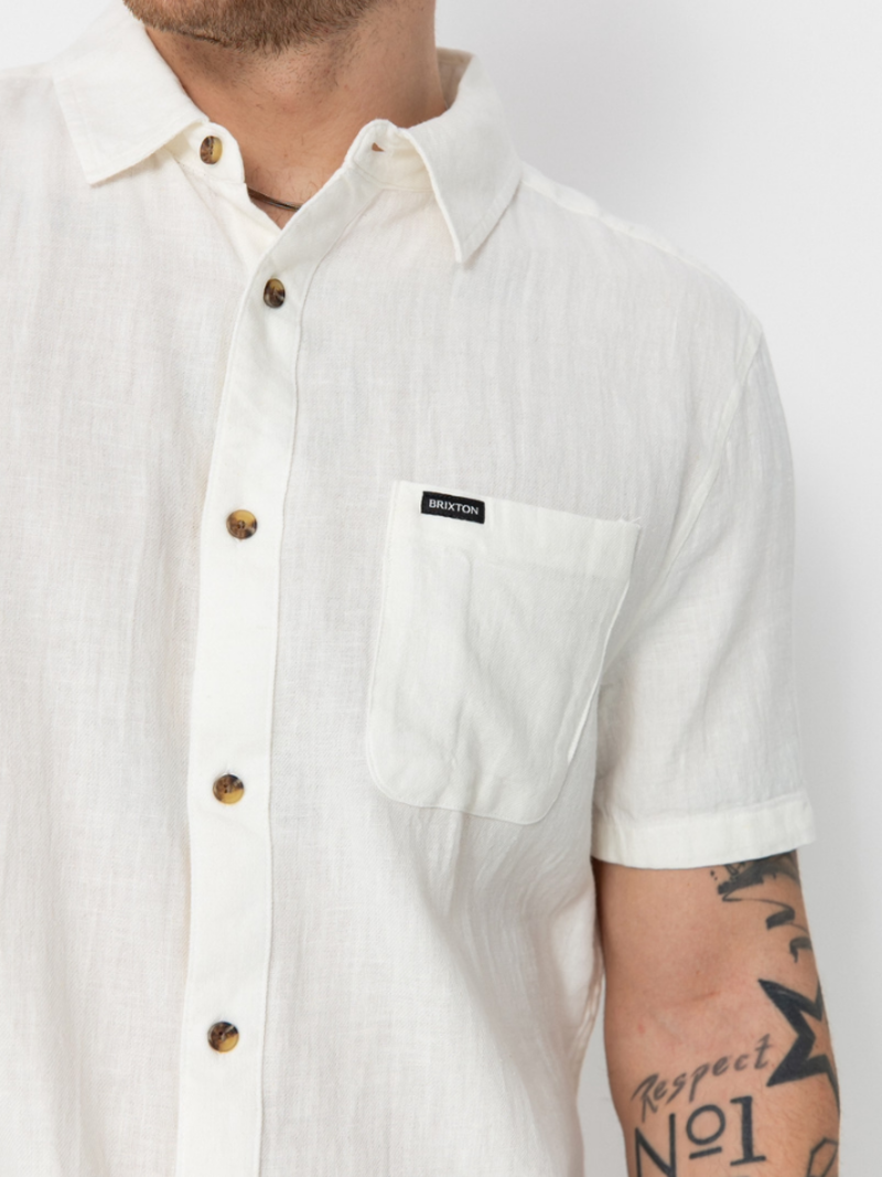 Brixton HOMMES CHARTER ORG CTTN SHIRT EGRET WHITE