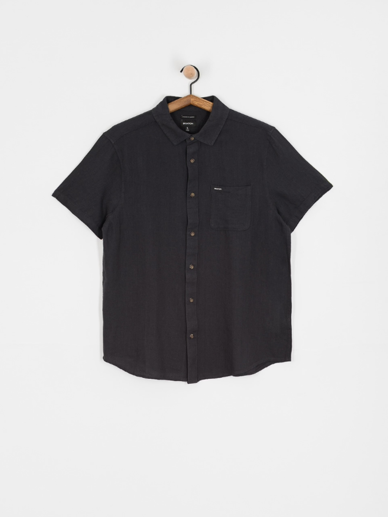 Brixton HOMMES CHARTER ORG CTTN SHIRT WASHED BLACK