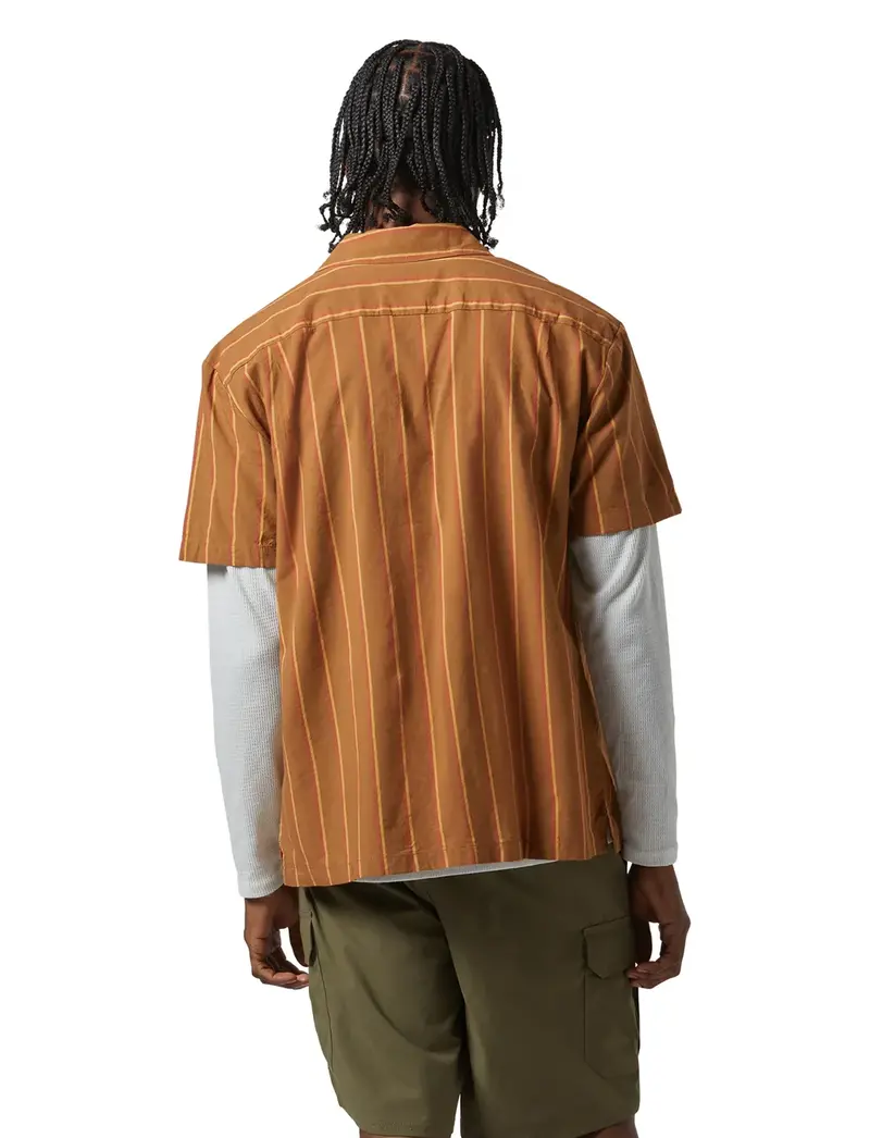 Brixton HOMMES CRU STRIPE SS SHIRT WASHED COPPER/BURNT RED/SUNSET