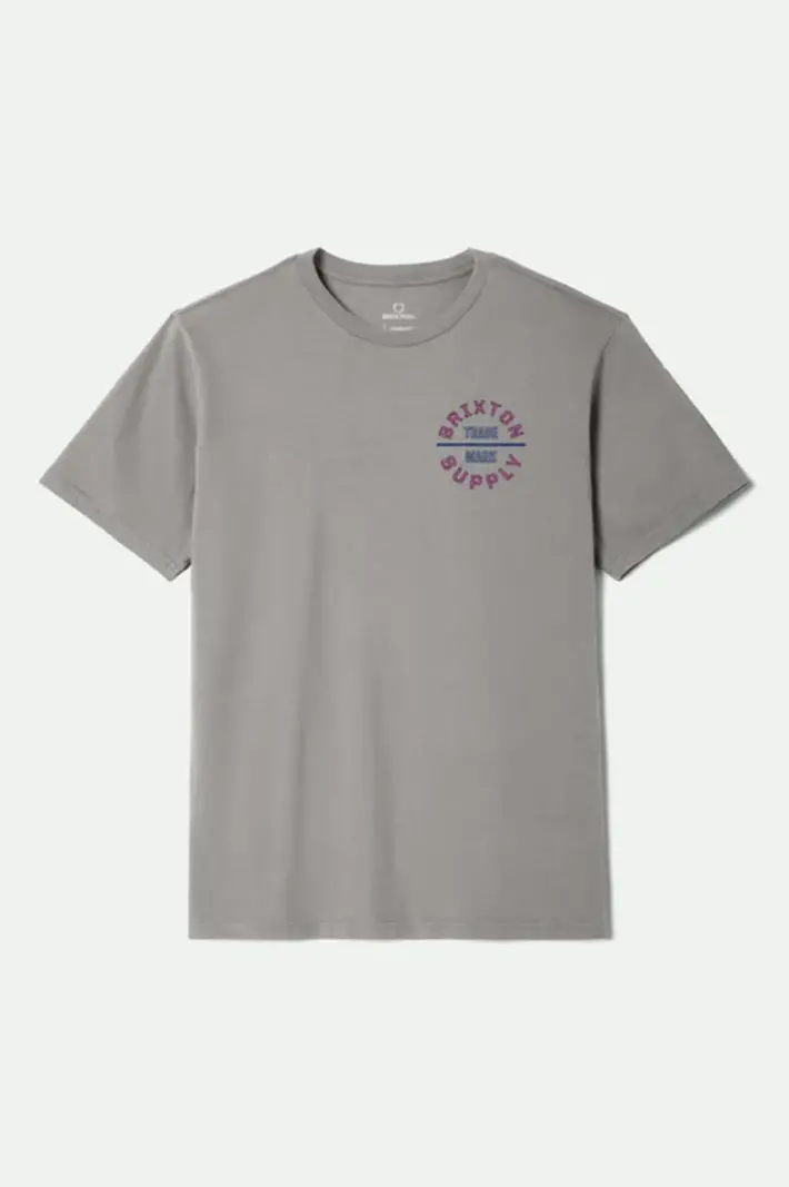 Brixton HOMMES OATH V STT T-SHIRT HEATHER GREY/NAVY/PURPLE