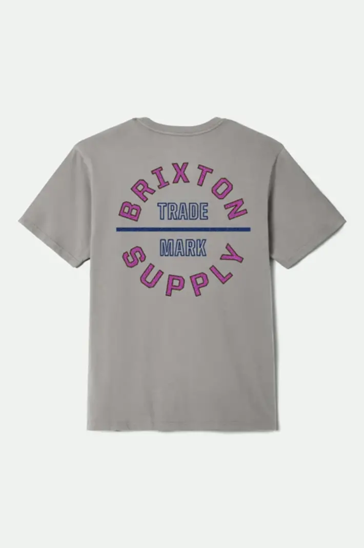 Brixton HOMMES OATH V STT T-SHIRT HEATHER GREY/NAVY/PURPLE