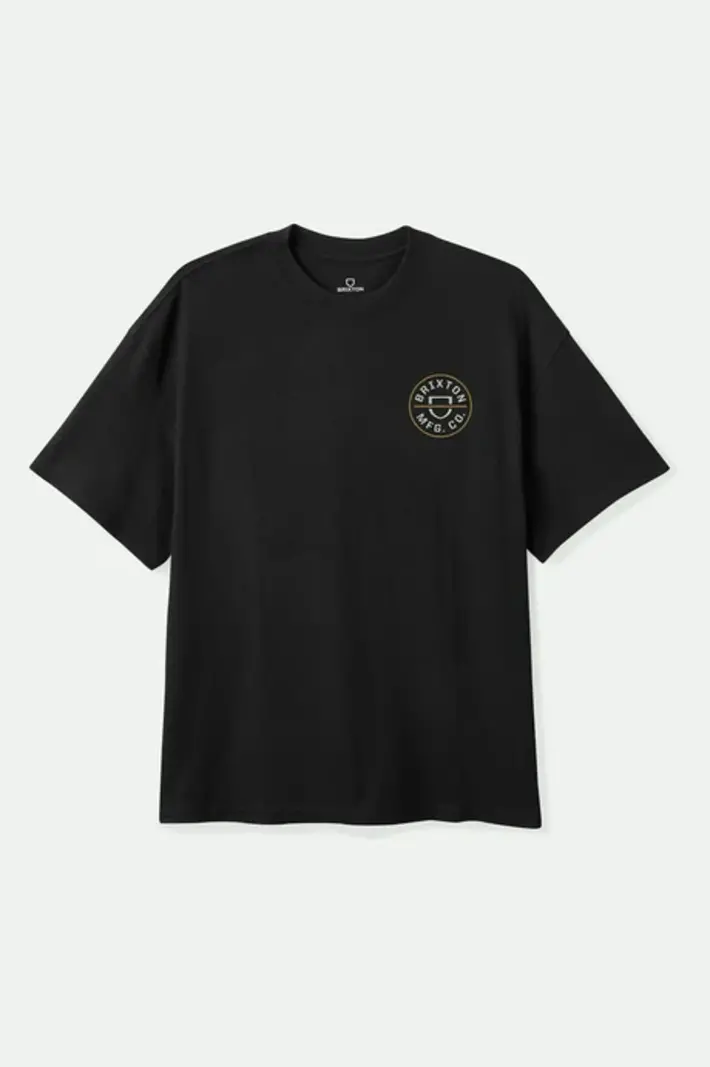 Brixton MEN'S CREST II STT T-SHIRT BLACK/OFF WHITE/COPPER