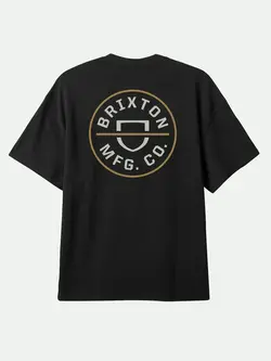 Brixton HOMMES CREST II STT T-SHIRT BLACK/OFF WHITE/COPPER
