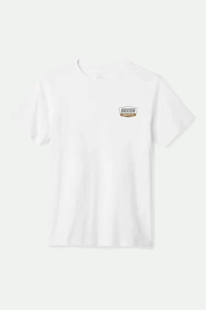Brixton HOMMES REGAL STT T-SHIRT WHITE/CHARCOAL/LIGHT BROWN